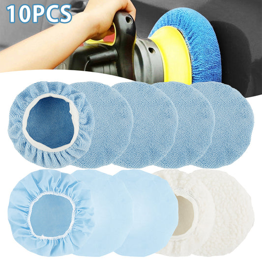 Car Microfiber Polisher Bonnets Polishing Pads Wax Wash Buffer 10 Pcs