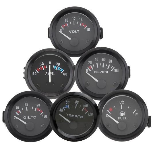 Car Gauge Volt Ammeter Oil Water Pressure Voltmeter Temp 2" 52MM 12V