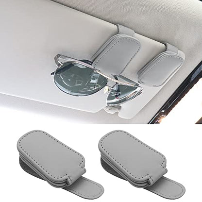 2 Pack Magnetic Leather Glasses Holder Storage for Car Visor