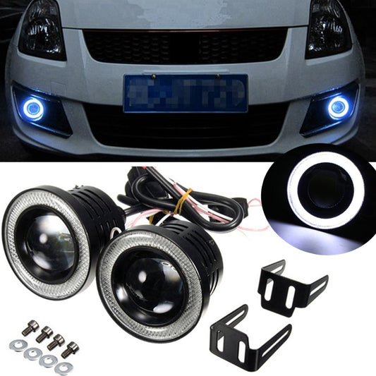 Universal LED Fog Lights White Angel Eyes Ring Daytime Running Lights