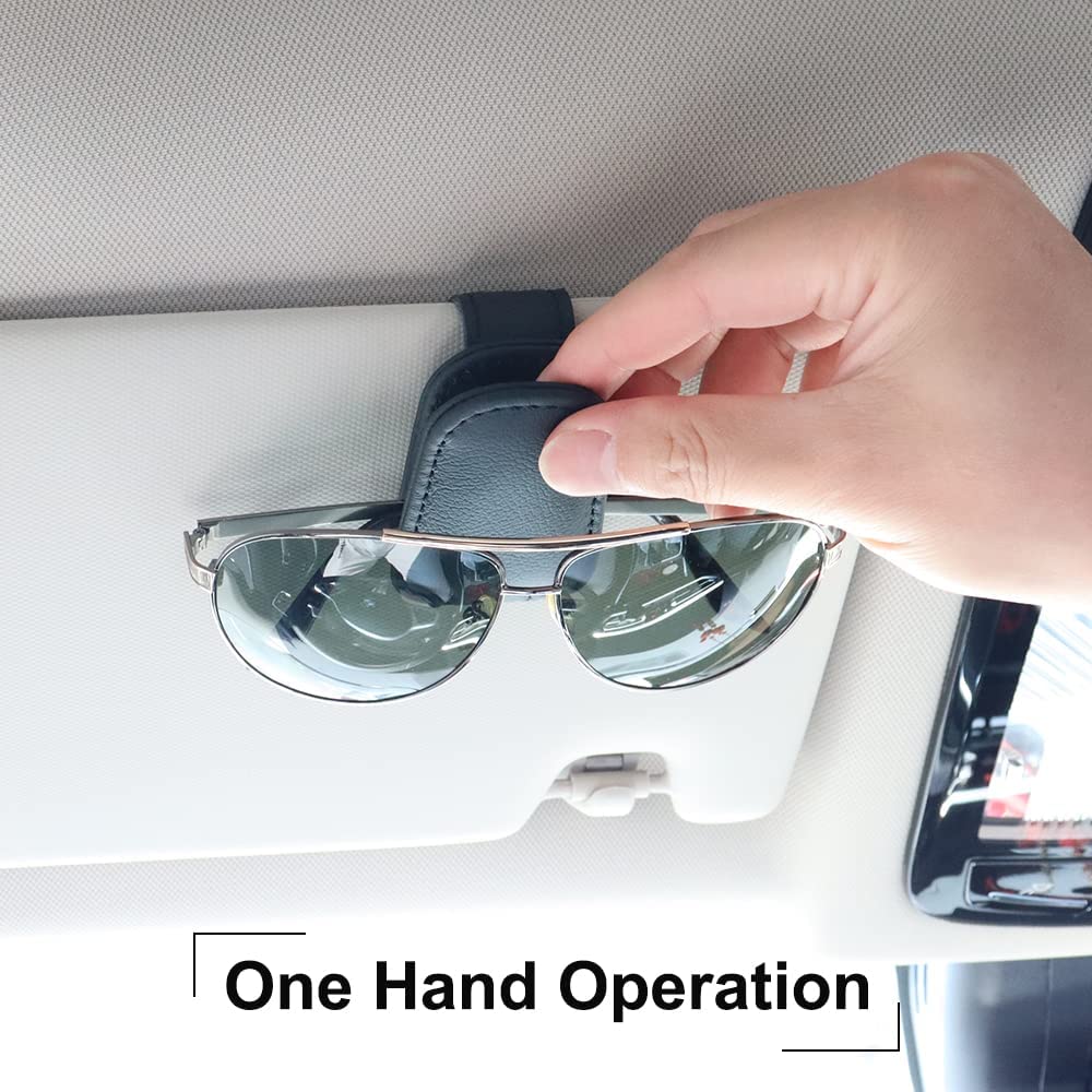 2 Pack Magnetic Leather Glasses Holder Storage for Car Visor