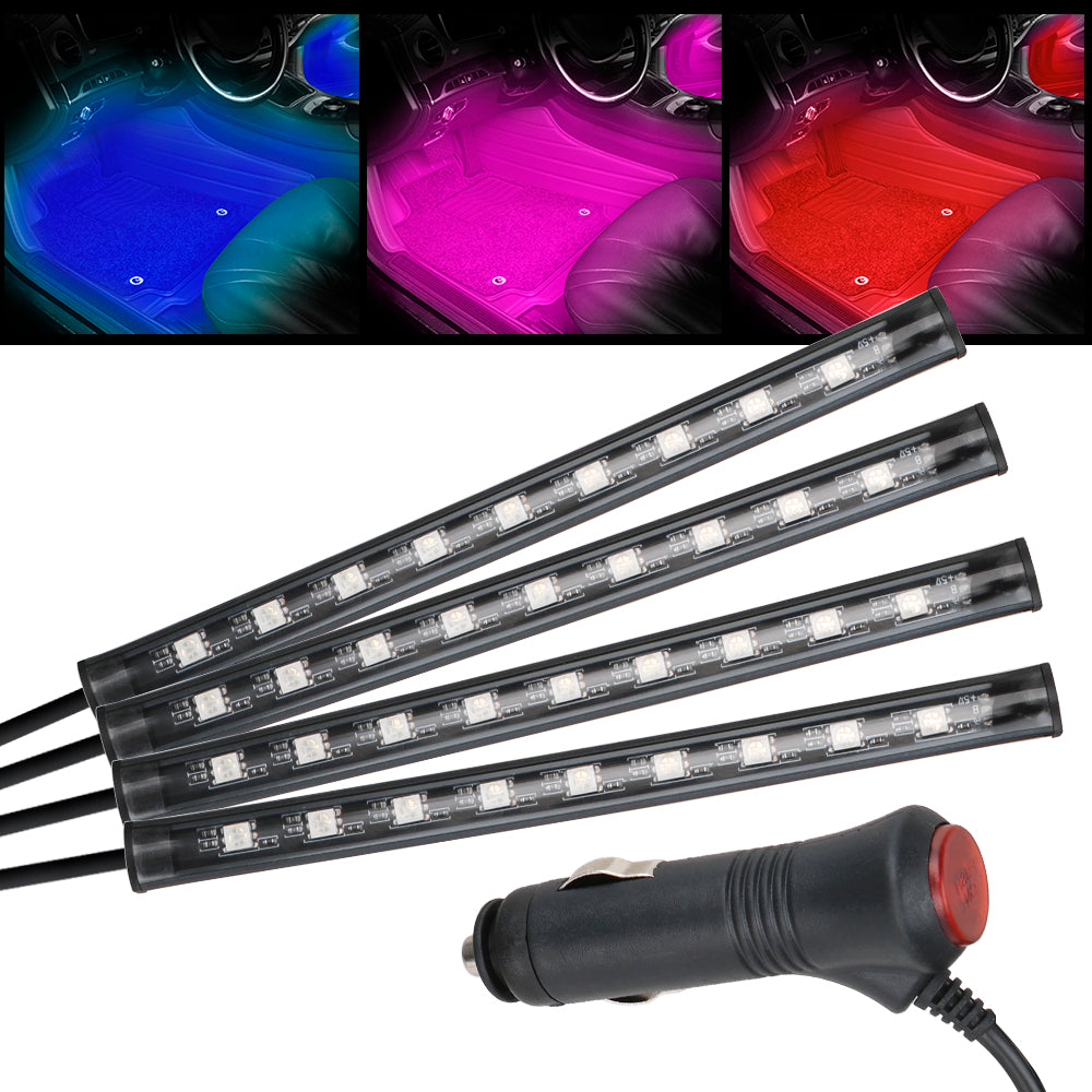 Auto LED RGB Atmosphere Strip Wireless Remote Voice Control Foot Lamps Light Tools