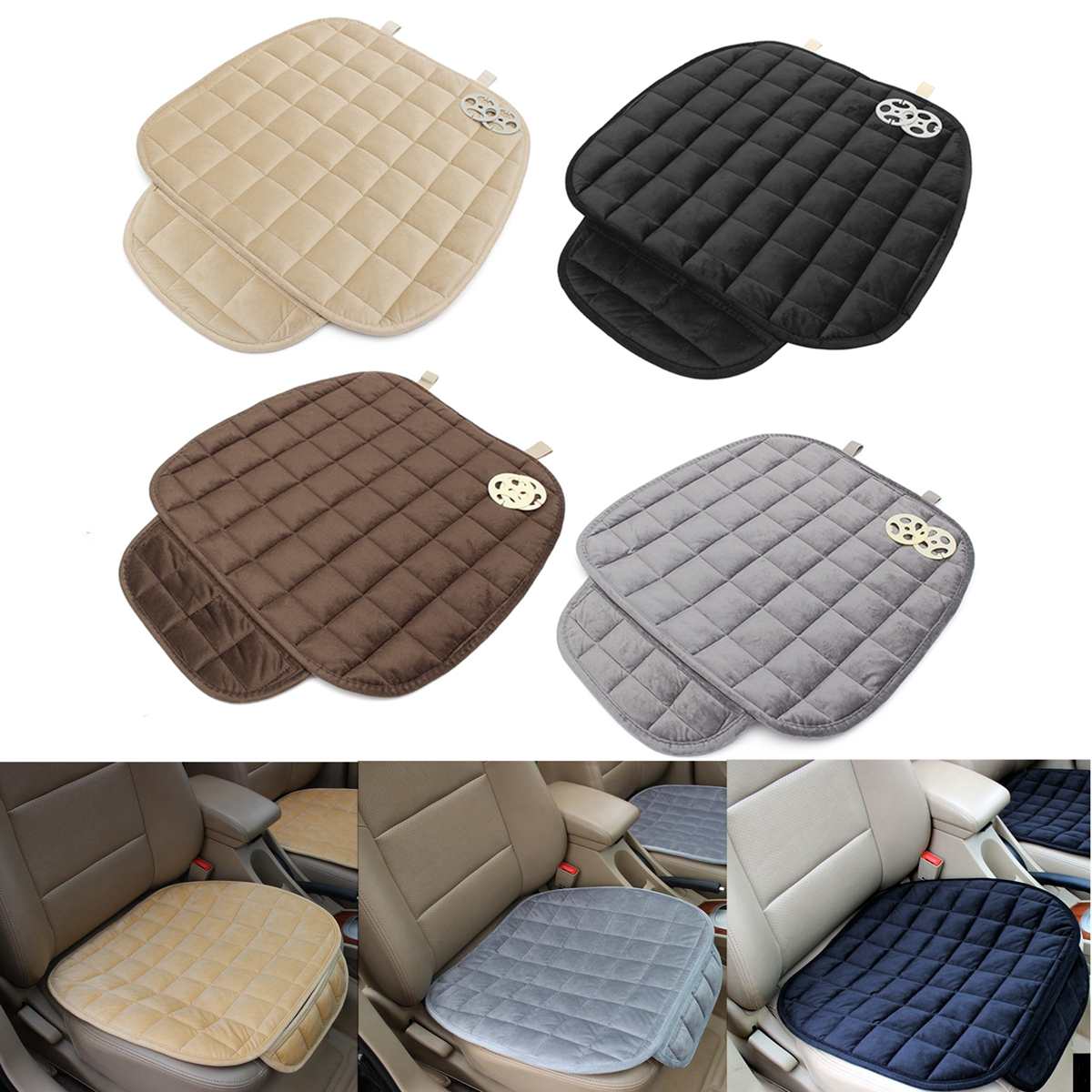 Car Rear Seat Cushion Warm Black Anti-Slip Chair Pad Protector