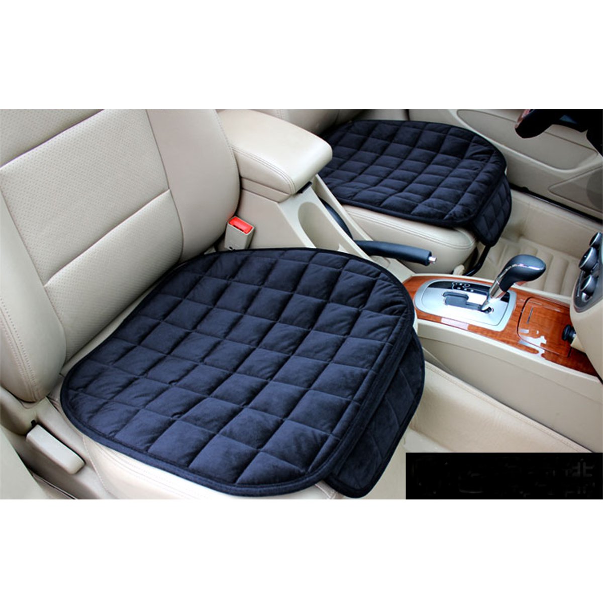 Car Rear Seat Cushion Warm Black Anti-Slip Chair Pad Protector