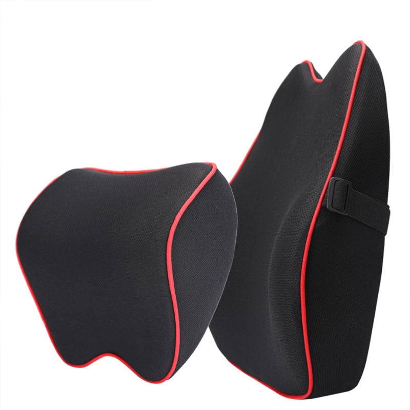 Car Headrest Back Memory Cotton Back Cushion Pillow Universal Seat Waist Rest Suit