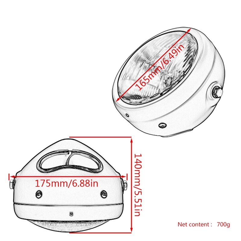 Retro Motorcycle Universal Side Mount Amber Headlight Racer Bracket Kit 35W 6.5 Inch