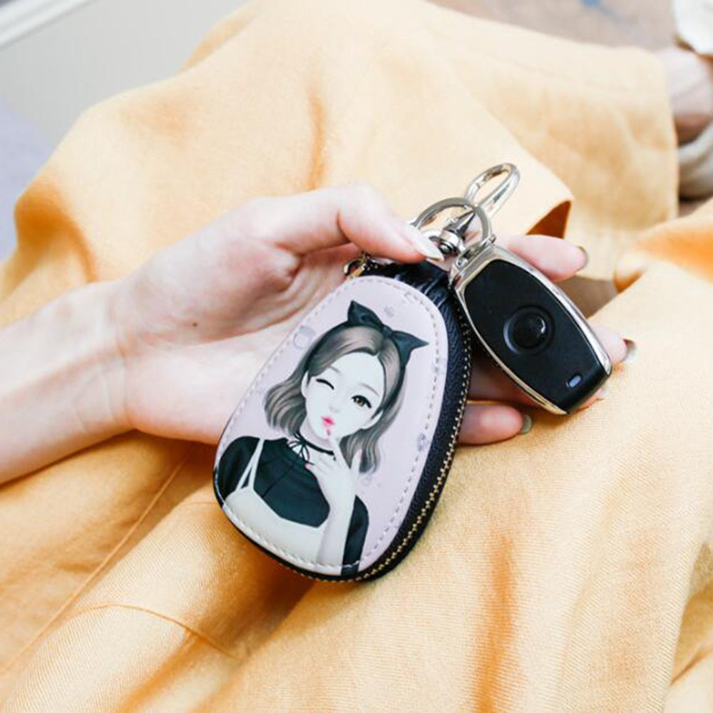 Car Key Case Cartoon Zipper Ladies PU Leather Coins Wallets