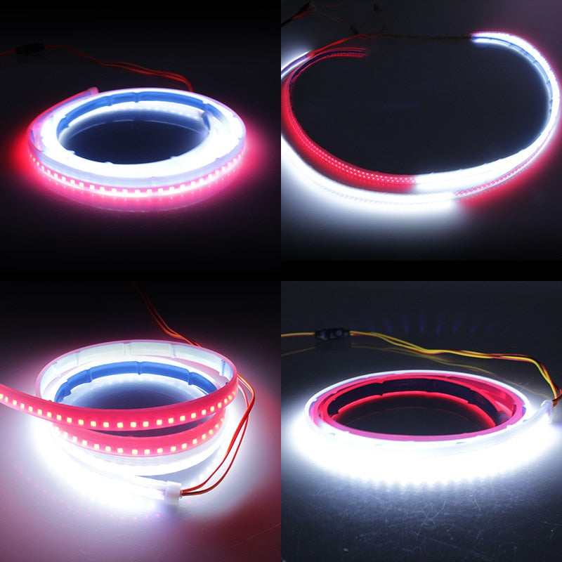 Car LED Door Warning Strobe Flash Lamp Anti-collision Decorative Light 120cm 2in1