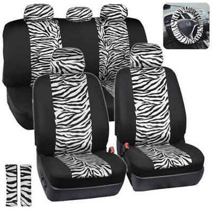 Car Seat Cushion Covers Leopard Zebra Full Set Auto Interior Protection