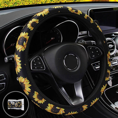 Car Steering Wheel Covers Plush Sunflower Protector