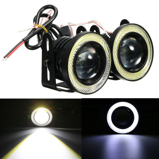 Universal 2.5Inch LED Fog Lights White Angel Eyes Halo Ring Running DRL