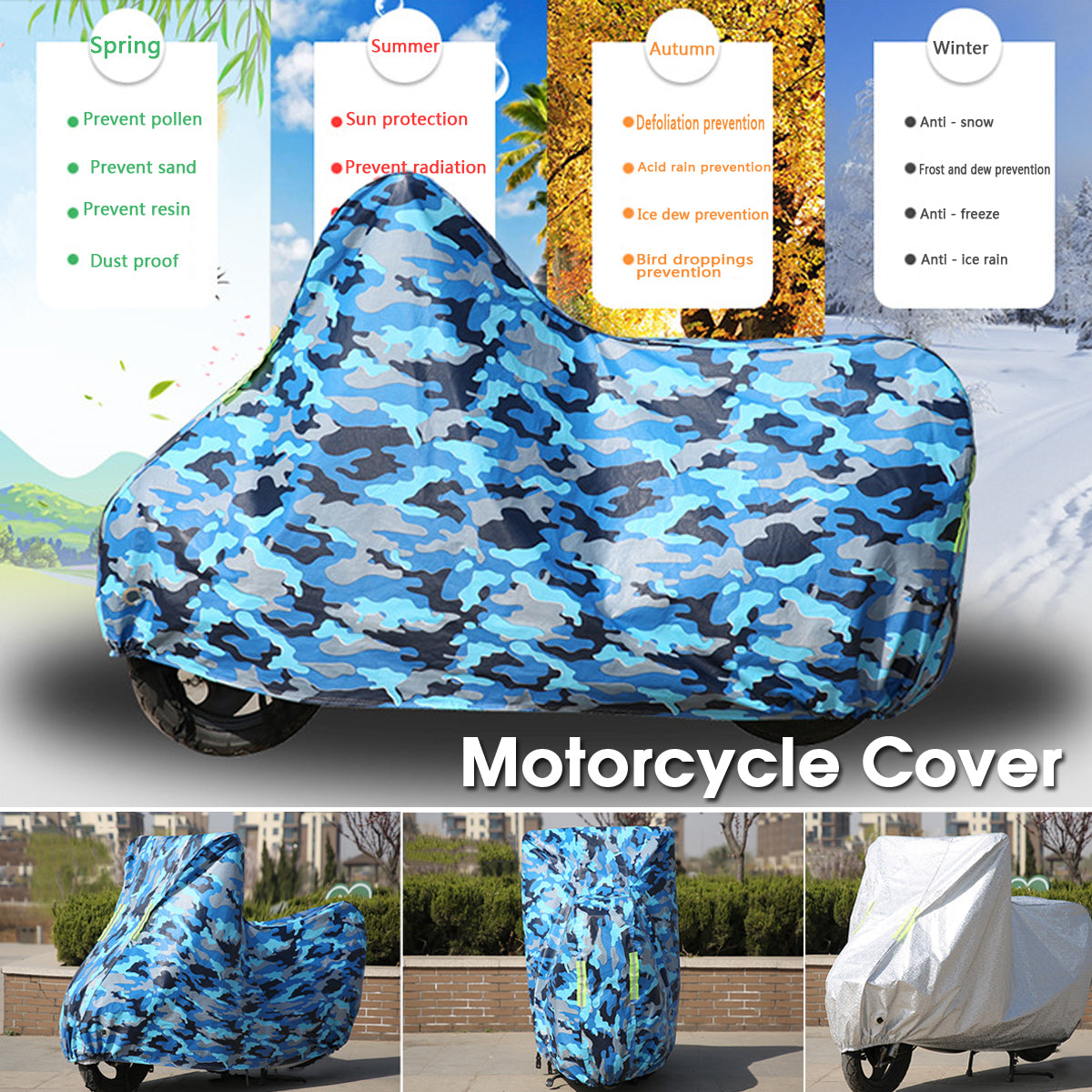 Motorcycle Protector Cover Rain Dust Waterproof Nylon Sheet